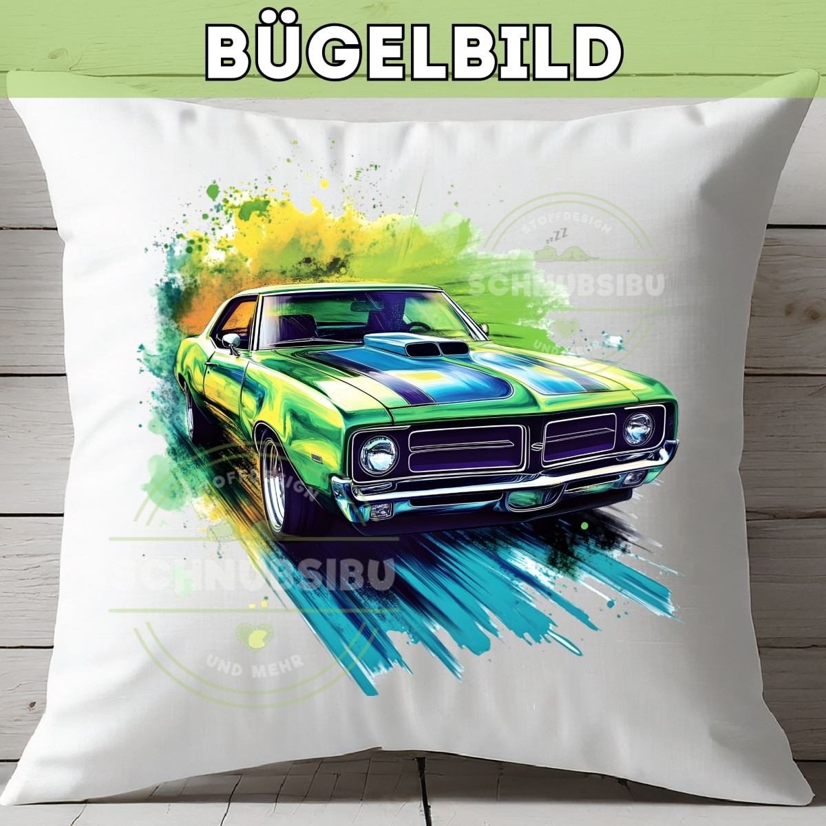 Bügelbild Rennauto grün